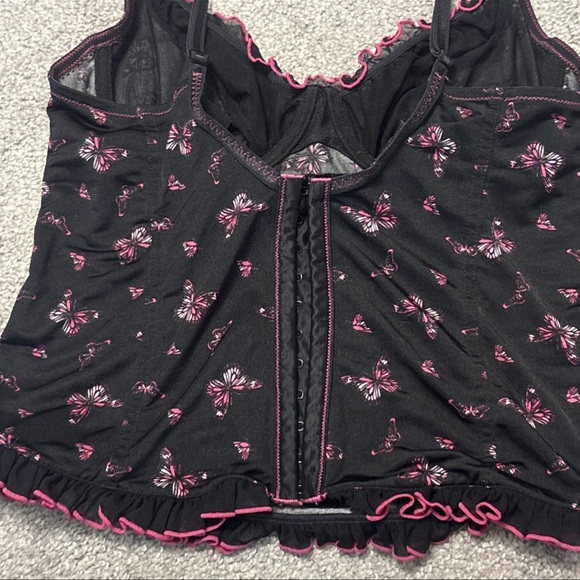 Victoria's Secret Butterfly VTG Corset Top Satin Lingerie Silky Thong Pajama Set - Picture 6 of 17